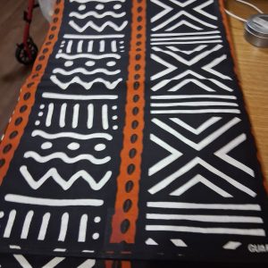 African Fabric Black/White/Rust